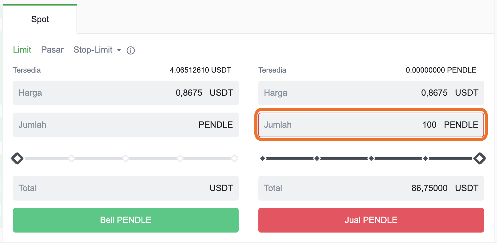 input jumlah pendle yang ingin dijual di website tokocrypto.png