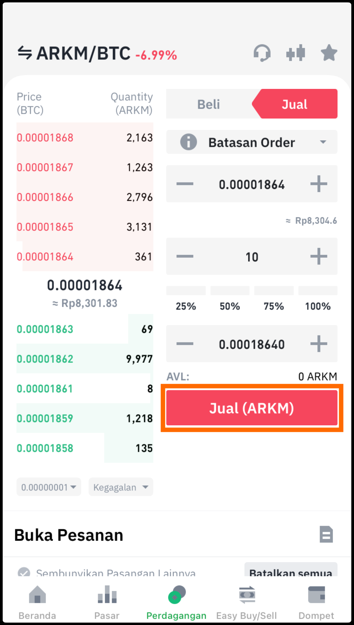 tap jual arkm di aplikasi tokocrypto.png