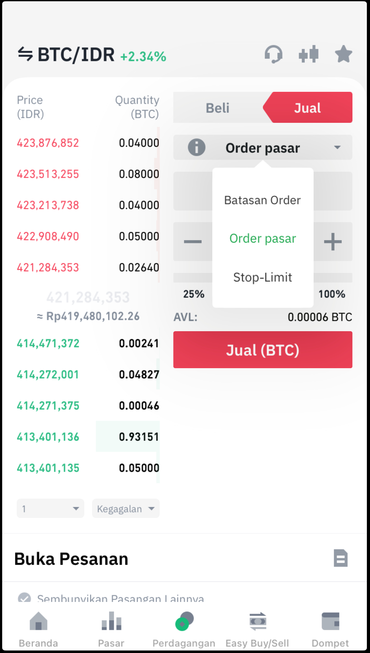 pilih menu pesanan btc idr tokocrypto.jpeg