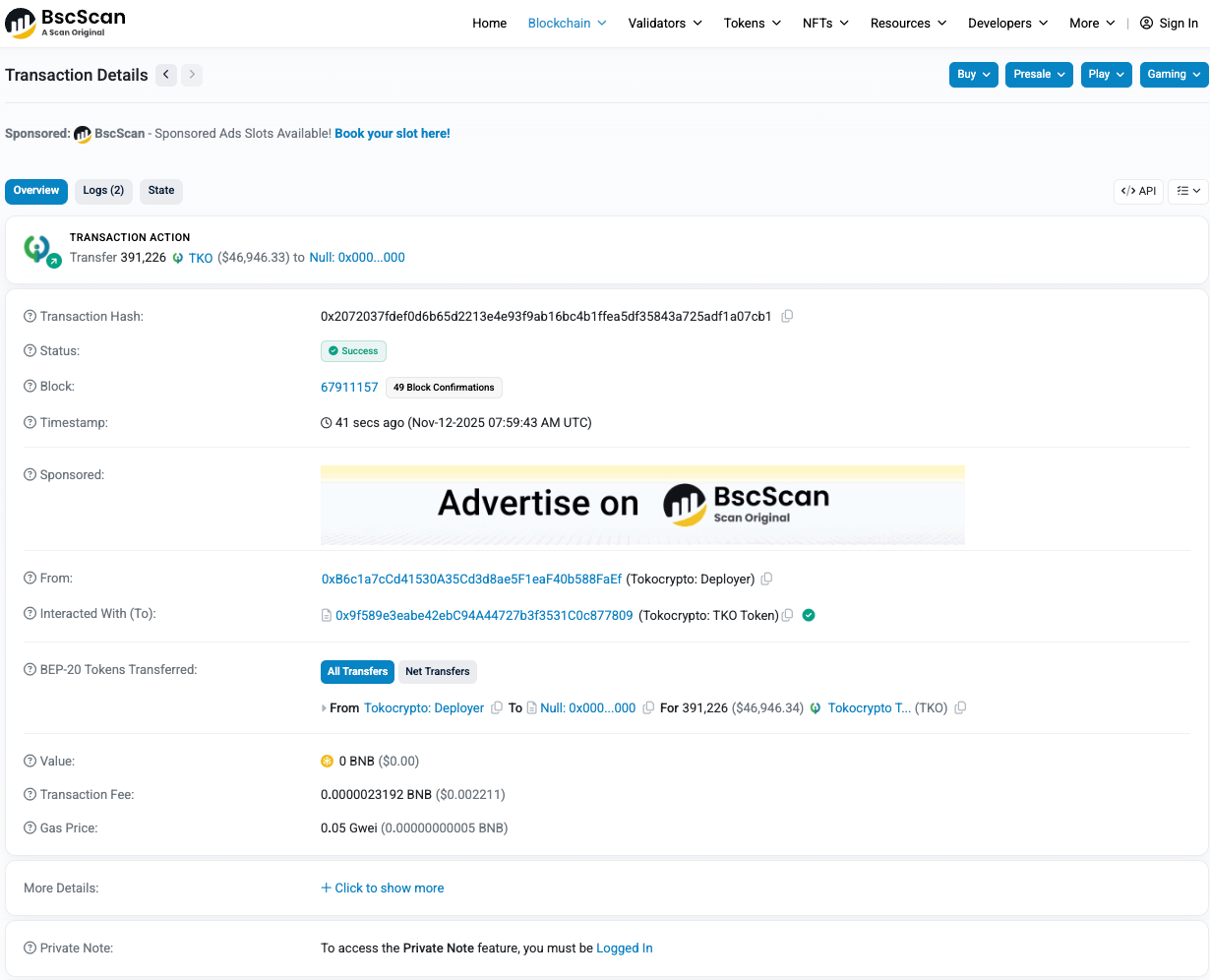 Official Report: TKO Token Burn Q2 2025 – Tokocrypto